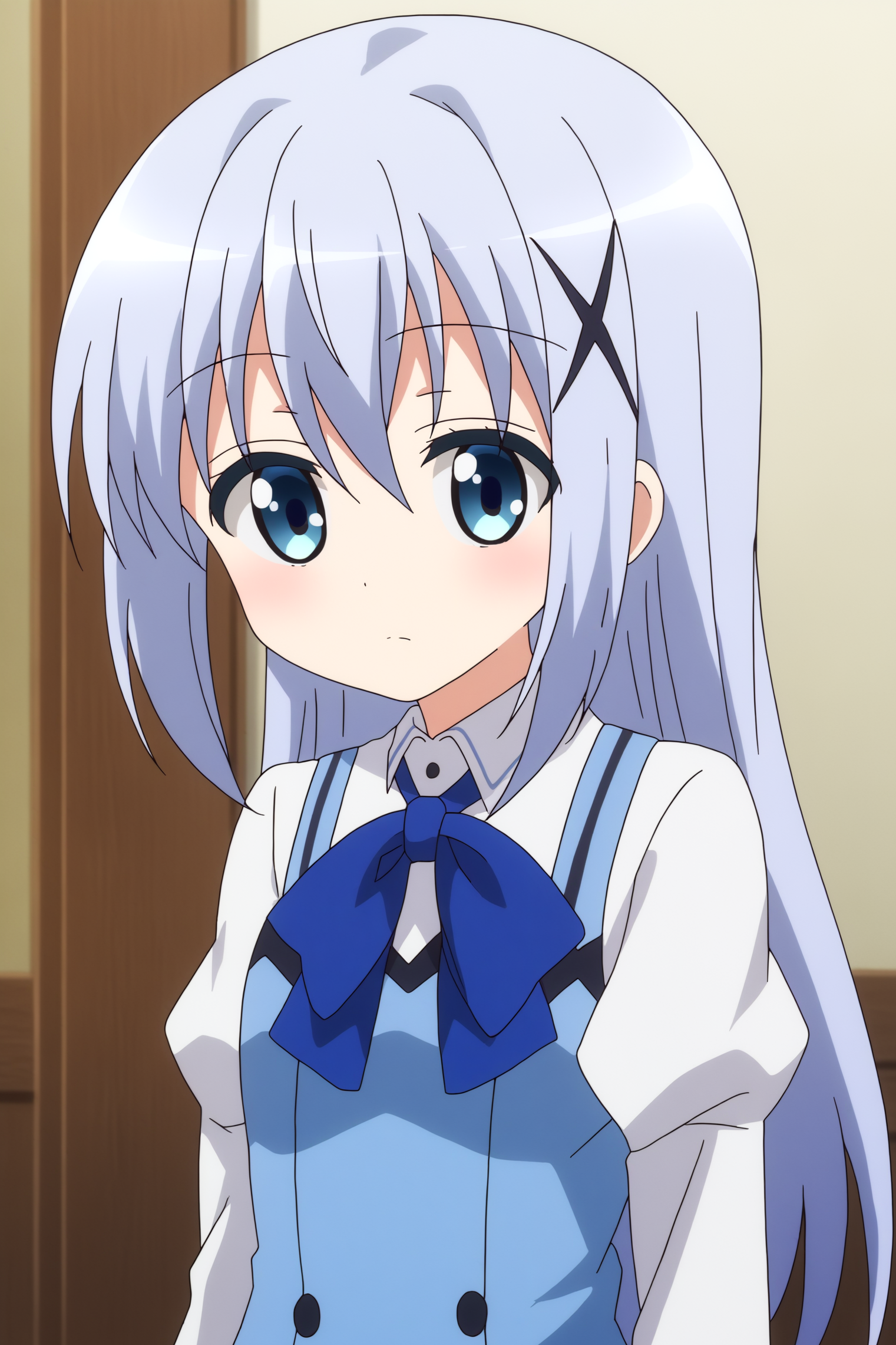 solo, anime coloring, Chino Kafuu <lora:Gochuumon-PDXL:0.8>