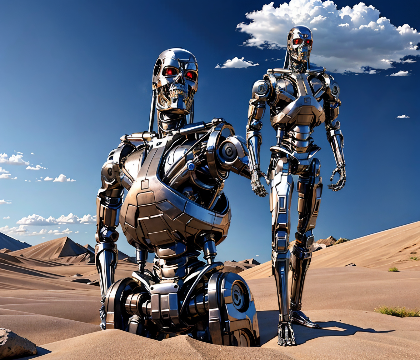 apocalypse buildings destroyed  landscape background full body shot (Realisitc:1.5) man terminator, <lora:EdobTerminator_v1.0:0.8>
