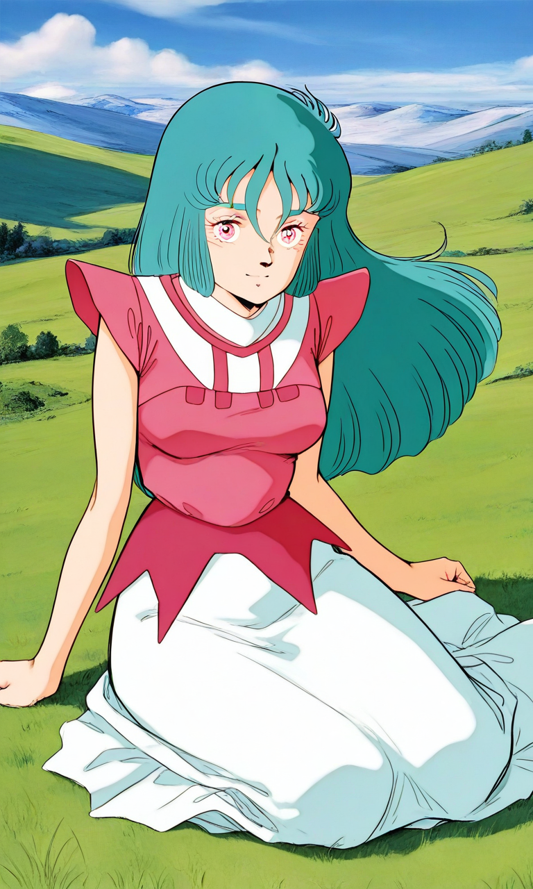 general,highres, ultra-detailed,very aesthetic,best quality ,best hands, BREAK <lora:Ciela_Lapana_dress_IS:1.1>
Ciela_Lapana(dress), 1girl, solo, long hair, pink eyes, aqua hair, bangs, green hair, medium breasts, 
dress, light smile, looking at viewer, white skirt, long skirt,
sky, grass, fantasy,