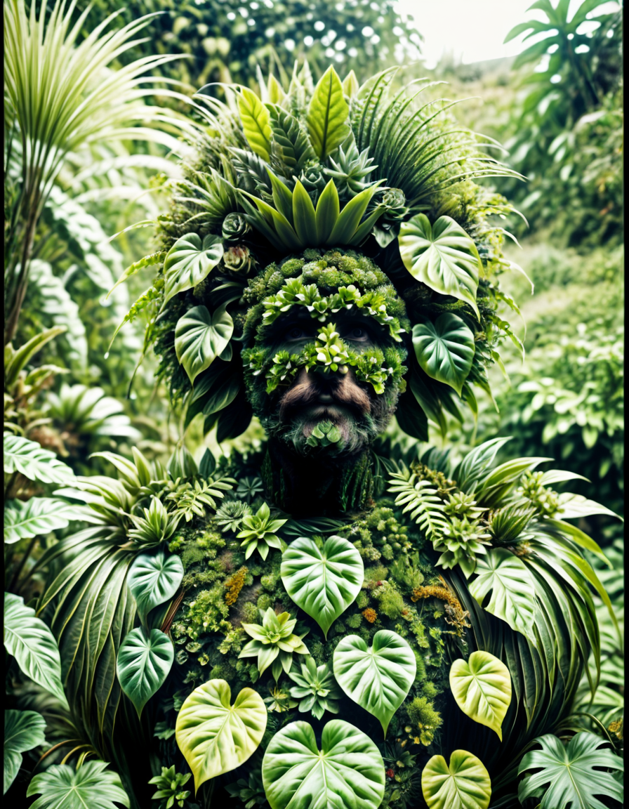 photograph plantpeoplelora, portrait, man made from plants, 50mm . cinematic 4k epic detailed 4k epic detailed photograph shot on kodak detailed cinematic hbo dark moody, 35mm photo, grainy, vignette, vintage, Kodachrome, Lomography, stained, highly detailed, found footage