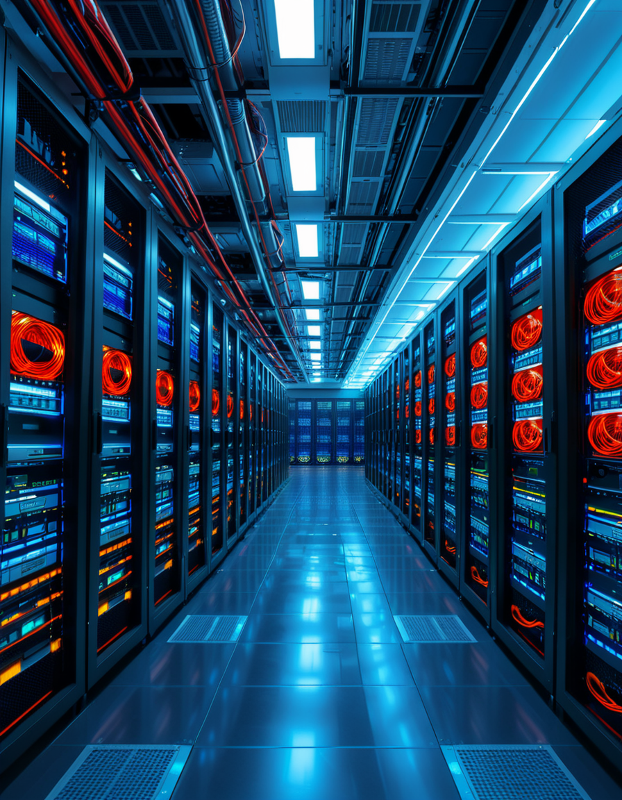 A high-security server room with dim, cold blue lighting and rows of towering black server racks filled with blinking LED indicators. The air is sterile, with a faint hum of cooling fans and the soft beeping of data transfers. Thick, reinforced cables snake across the floor, connecting the machines to a central security terminal displaying encrypted code on multiple high-resolution monitors. The walls are lined with biometric scanners, surveillance cameras, and warning signs indicating "Restricted Access" and "Cyber Threat Level: High." A red emergency light subtly glows in the background, casting a sense of urgency. The atmosphere is ultra-modern and highly secure, evoking the feeling of a top-secret data vault or cyber warfare control center.
<lora:SDXLFaeTastic2400:0.4> <lora:extremely_detailed:0.4> extremely detailed, <lora:high-security_s3rv3r_r00m:1>,high-security s3rv3r r00m, Masterpiece,best quality,hi res,8k,hi res,8k,award winning,(sharp focus, intricate, highly detailed),