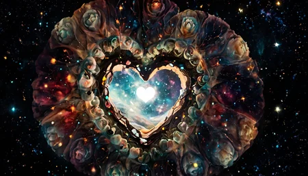 (Nebula Nook), floating asteroid, nebula swirls, glowing orbs, cosmic dust
(romantic cozy setting:1.24), (heart decorations:1.2), fantasy, nature, mystical, serene, seclusion,(Pinhole camera, soft, ethereal, dreamy images, a , sharp point of light, delicate vignetting around the edges),p8<lora:sdxl\oldPhoto_v1.0.safetensors:0.86:0.18> <lora:sdxl\incase_style_v3-1_ponyxl_ilff.safetensors:0.95:0.15>,
<lora:sdxl\cfg_scale_boost.safetensors:0.45:0.10>,
p8,s6