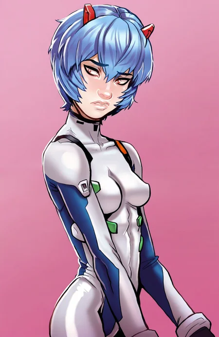<lora:andava_style4-32:0.7> 1girl, ayanami rei, blue hair, medium breasts, blue plugsuit, standing, andava_style, source_cartoon, source_anime, score_9, score_8_up, score_7_up, score_6_up, score_5_up, score_4_up, ponypositive,