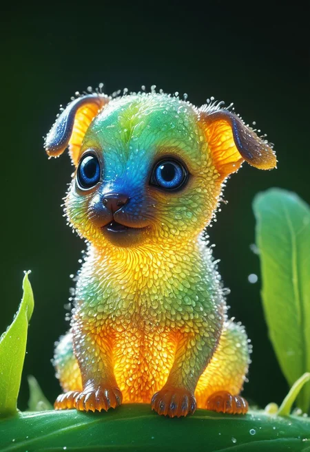 (Micro puppy), cute,  ultra detailed macro photography by miki asai, wildlife photography, phosphorescent, cute animal, a housed mystical stunning (Micro puppy),  soft lighting, breathtaking, highly detailed, award-winning,  cinematic still shot,  kodachrome, uhd, canon eos
