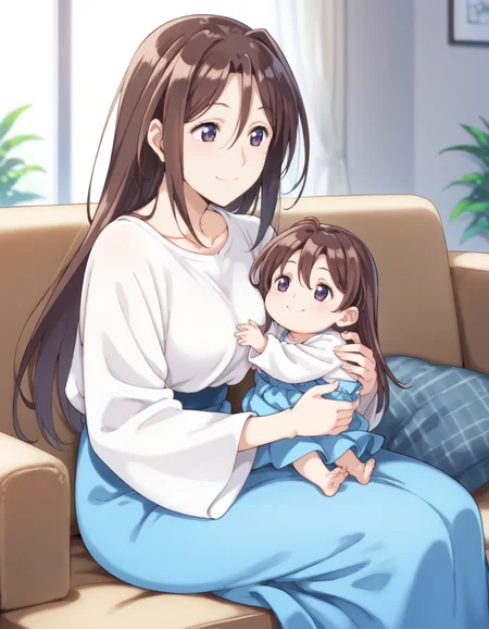 score_9, score_8_up, score_7_up, source_anime, BREAK
1girl, blurry background, looking at another, indoors, holding baby, baby, sitting, light smile, sofa,
takae nijima, brown hair, long hair, sidelocks, purple eyes, hair between eyes,
casual outfit pre, white shirt, blue skirt, long skirt, sofa,
<lora:marika_shiraishi_takae_nijima_anime-soralz:0.8>