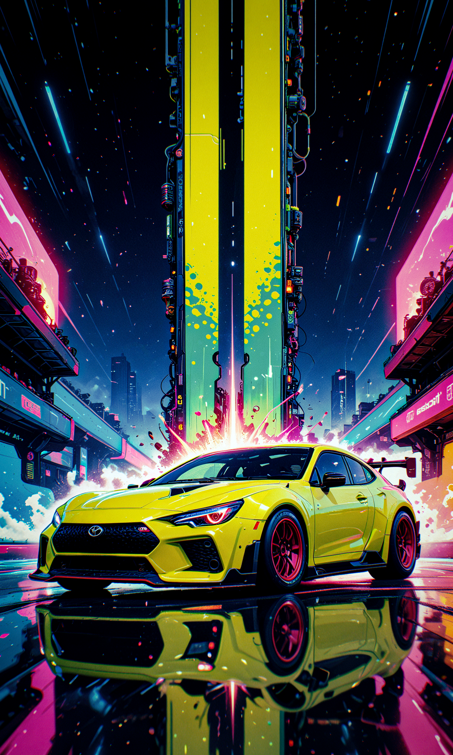 masterpiece, best quality, amazing quality, very aesthetic, absurdres, newest
digital art, dynamic composition, partly out of frame, from side
custom Toyota GR Yaris
lime green, anime-inspired decals, futuristic aesthetics, wide-body kit, wide overfenders, deep-dish racing wheels, low-profile tires, tinted windows, sharp angles, aggressive stance, dynamic composition, cutting-edge technology
sense of chaos and urgency
in the style of cksc, in the style of cknc, in the style of ck-rw <lora:reij-detaILer v2:0.4> <lora:spo_sdxl_10ep_4k-data_lora_webui:0.8> <lora:ck-shadow-circuit-IL-000012:0.5> <lora:ck-nc-cyberpunk-IL-000011:0.4> <lora:ck-neon-retrowave-IL-000012:0.35>