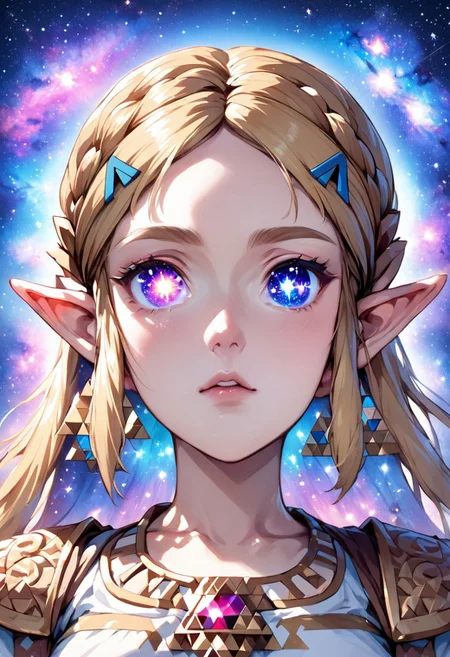 source_anime, colorful, score_9, score_8_up, score_8, (masterpiece), eyedetailxl, bettereyes, detailed_eyes, upper_body, bust, BREAK, 1girl, Princess Zelda, multicolored_eyes, (galaxy eyes:1.2), galaxy_eyes, bright_pupils