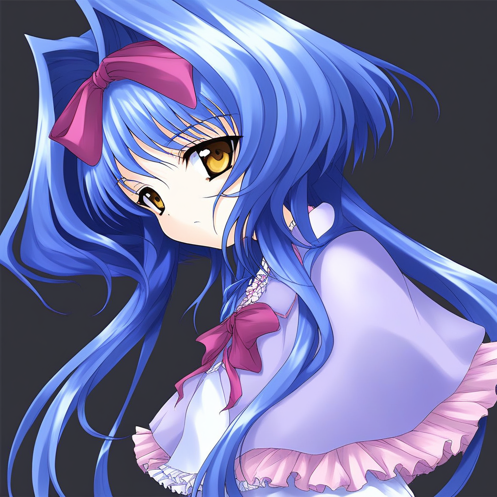 score_9, score_8_up, score_7_up, source_anime, rating_explicit, BREAK  <lora:Shion_IES_Ver2.0_XL:1> Shion_IES, very long hair, blue hair, hair bow, hair intakes, brown eyes, short stack,
 solo, bow, upper body, capelet, frills, yellow eyes, hair ribbon, looking at viewer