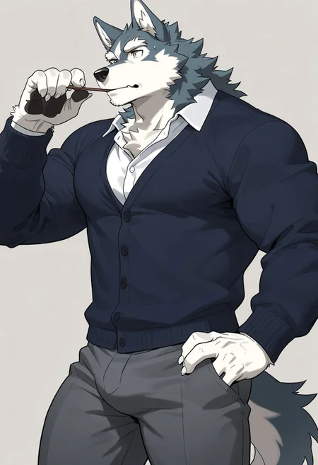 wolf, animal ears, furry, male, bara