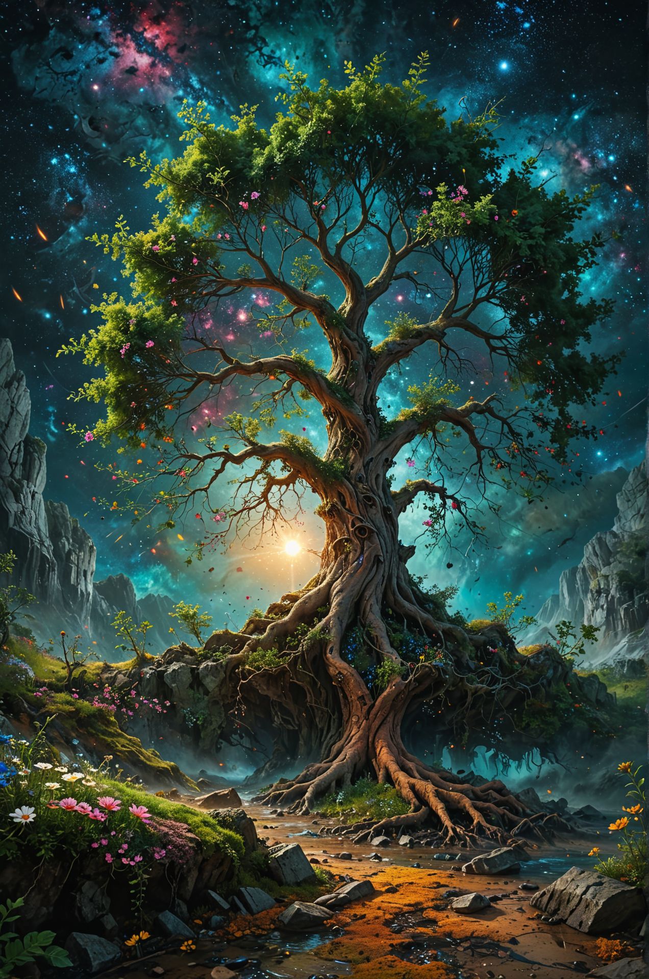 Tree of life rooted in cosmos. unique point of view, creative perspective,
creative, cinemativ, movie theme, movie artwork. 
(masterpiece, award winning artwork)
many details, extreme detailed, full of details,
<lora:WildcardX-XL-Detail-Enhancer:0.85> <lora:add-detail-xl:0.95>
<lora:MJ52:0.31>
 <lora:Painted World:0.21> painted world, colorful splashes 
<lora:ral-apoctvisn-sdxl:0.15> ral-apoctvisn
 <lora:xl_more_art-full_v1:0.185>
 <lora:RMSDXL_Darkness_Cinema:0.31> 
<lora:RMSDXL_Creative:0.26>