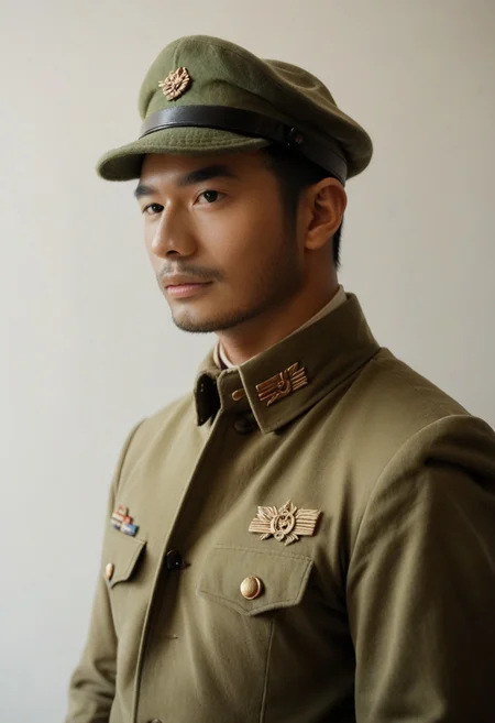 score_9, score_8_up, score_7_up, score_6_up, perfect anatomy, perfect proportions, high_resolution, photorealistic,
Dashu, handsome man, chinese, japanese, asian, masculine, manly, black hair, black eyes, green uniform, green cap