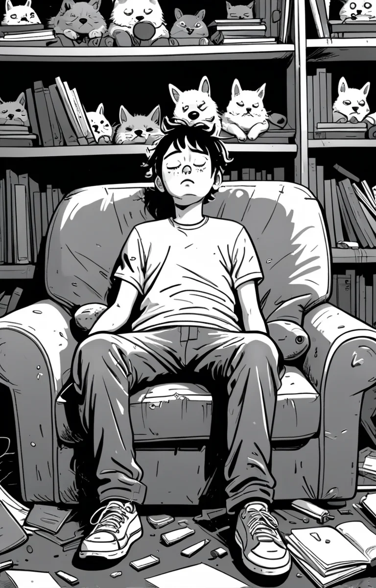 masterpiece,best quality,<lora:tbh373-sdxl:0.6>,illustration,style of exhausted people ,greyscale and white,comic animals