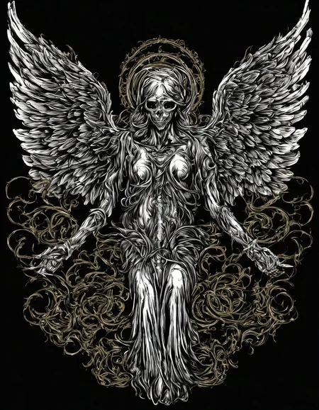 metal_tee, an angelical creature, vector digital illustration, (black background:1.5) <lora:metal_tee_sdxl:1>