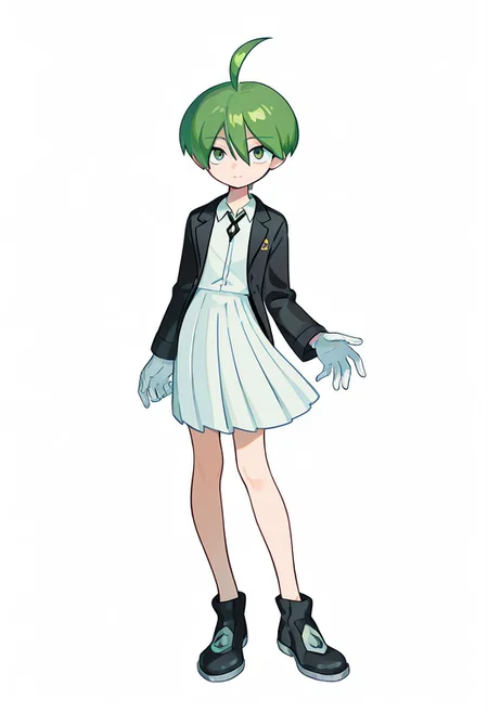 1 boy,
score_9, score_8_up, score_7_up, masterpiece, best quality, amazing quality, best aesthetic, ,absurdres,intricate details, aaron, green eyes, green hair, ahoge, <lora:EMS-380018-EMS:1.000000>
20-year-old man wearing a classic plain white dress shirt under a long, elegant black Chester coat. He is in the middle of putting on a pair of pristine white gloves, creating a refined and cool atmosphere. The background is completely white and minimalistic to emphasize the outfit. His pose is natural and confident, capturing the moment he gently slips his fingers into the glove. The lighting is soft, highlighting the texture of the coat and gloves. His expression is composed and slightly mysterious, adding a fashionable, high-end look.
Extend one hand forward,