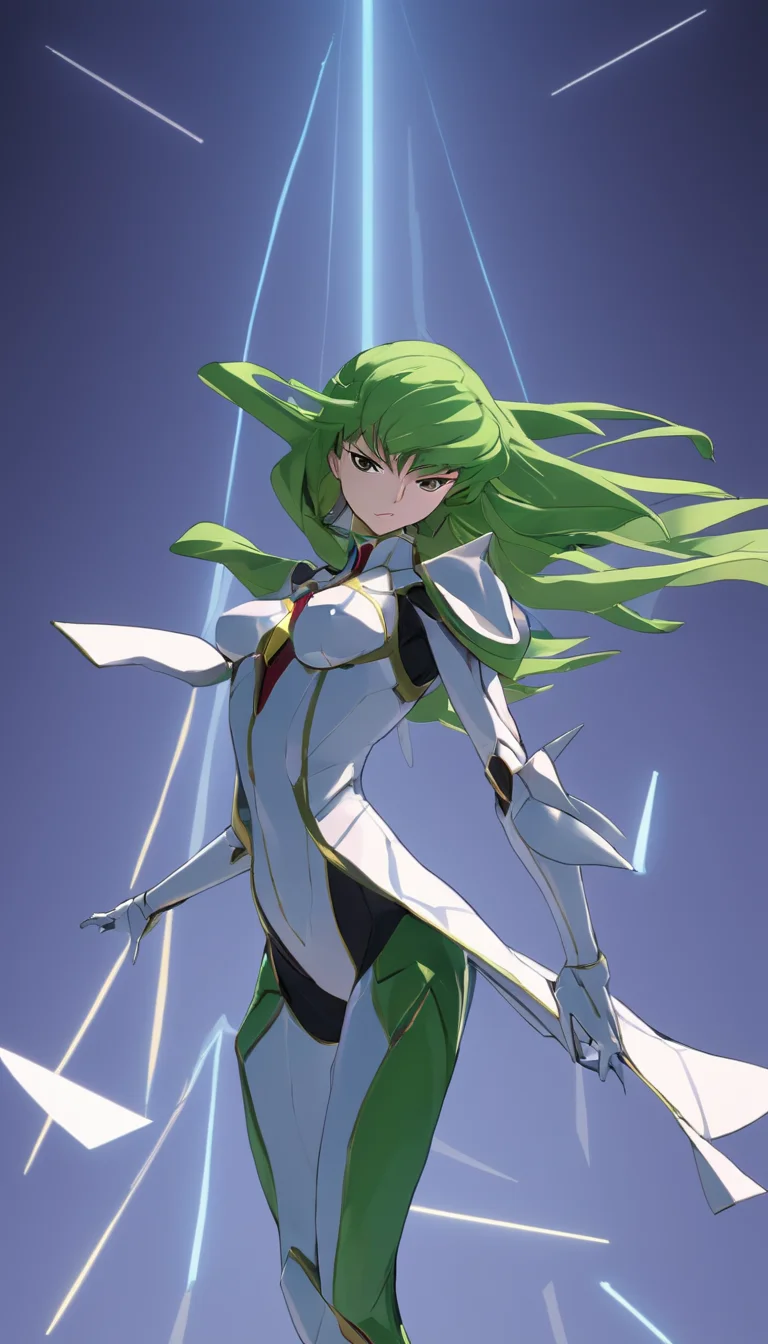 low-poly style Cinematic scene, hero view, 1girl, C.C., Code Geass, action pose, detailed background, masterpiece, best quality, high quality, highres, absurdres <lora:cc:1> . low-poly game art, polygon mesh, jagged, blocky, wireframe edges, centered composition