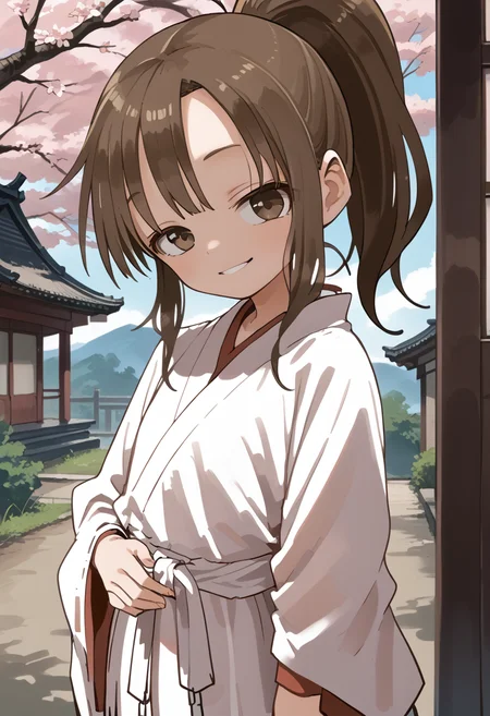 score_9,score_8_up,score_7_up,score_anime,cowboy_shot,<lora:yamamoto-mix-lyco-pony-v1:0.5>,1girl,<lora:Takagawa-Sumire_v2:0.7> ,Takagawa Sumire,high ponytail,brown hair,sidelocks,brown eyes,seductive_smile,japanese_clothes,miko,