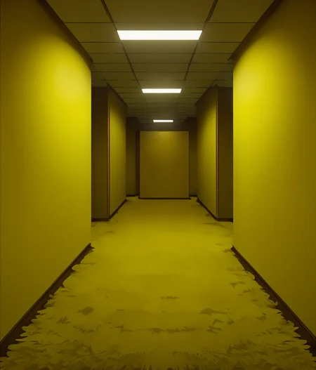 Score_9,score_8_up,score_7_up,backrooms \(creepypasta\),yellow wallpaper,yellow carpet,yellowroom,no_humans,bedroom,<lora:Map_The_Backrooms:0.75>,