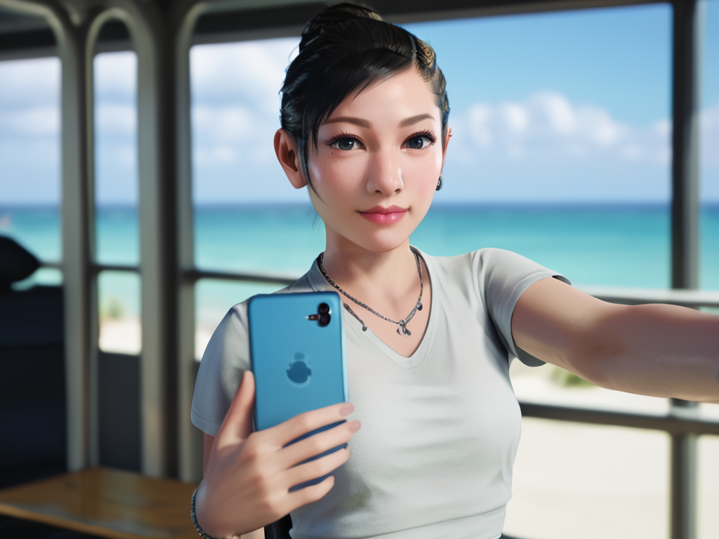 score_9, score_8_up,score_7_up,1girl,chitose,<lora:Chitose_Fujinomiya:1> on the hawaii, selfie, on the bus of hawii background,