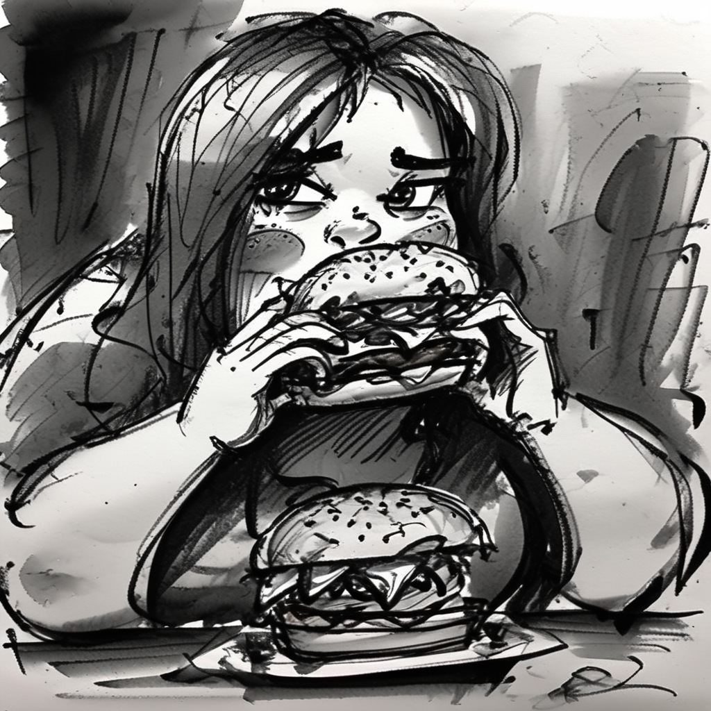 corcoc4s very fat girl eating a hamburger, very detailed<lora:corcoc4s:1>