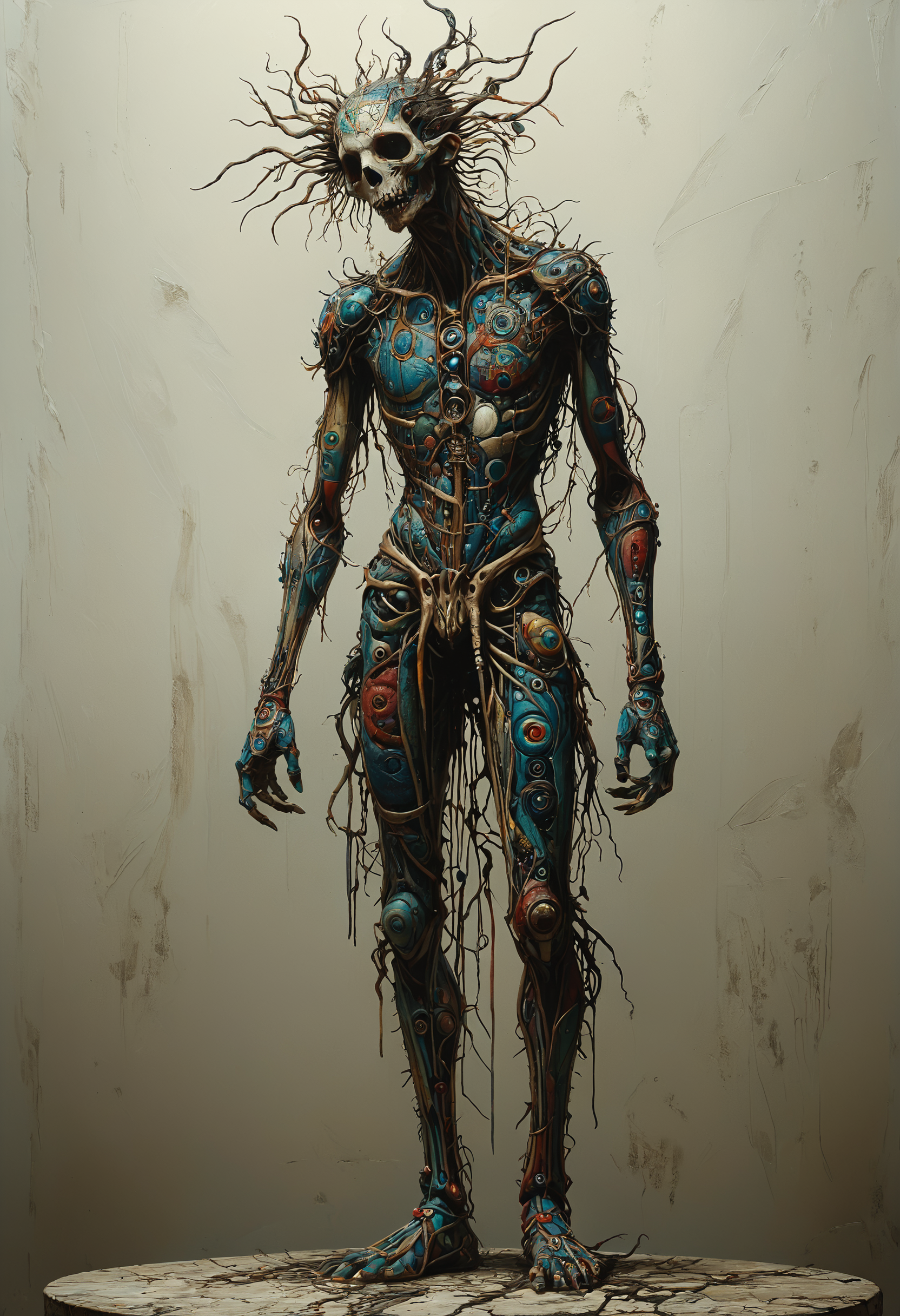 Twisted creature with contorted, elongated limbs, ambient lighting, <lora:Melting_world:0.8>, <lora:Colorful_Mosaic_SDXL:0.8> mad_colorful_mosaic
