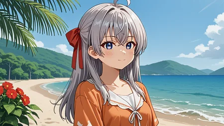 <lora:Alisa_Alya_Mikhailovna_Kujou_from_Alya_Sometimes_Hides_Her_Feelings_in_Russian:1>, girl, summer, anime style, 1 girl, solo