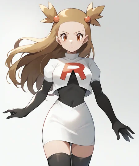 score_9, score_8_up, 1girl,
good quality, masterpiece, mature female, ultradetail, anime, source_anime, aesthetic, (solo)
<lora:JasminePokemon-05:0.9>PokeJasmine, long hair, <lora:Cosplay_TeamRocket_P1:1> Cosplay_TeamRocket, team rocket uniform, white jacket, cropped jacket, white skirt, elbow gloves, black thighhighs, zettai ryouiki,