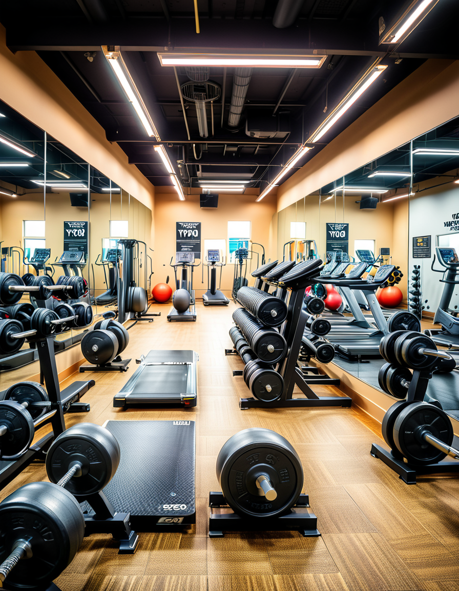 A realistic photograph of a modern gym interior,Gymn4s3, featuring a spacious, clean, and well-lit environment. The gym is equipped with a variety of high-quality fitness machines, including treadmills, stationary bikes, and weightlifting equipment. Along one side of the room, there are racks of free weights neatly organized by size, and a set of colorful kettlebells and medicine balls on display.
The floor is covered with black rubber mats for safety, and mirrors line the walls, creating a sense of openness and allowing people to monitor their form. In the background, a designated area with yoga mats and resistance bands is visible, separated slightly for group activities. Bright LED ceiling lights provide even illumination, and large windows let in natural sunlight, with views of a cityscape or a green park outside.
A few water dispensers, potted plants, and motivational posters with fitness quotes are scattered throughout, adding a welcoming and energetic atmosphere. The overall vibe is modern, clean, and vibrant, inspiring energy and focus for exercise.<lora:SDXLFaeTastic2400:0.4> <lora:extremely_detailed:0.4> extremely detailed, <lora:Gymn4s3:1>, Masterpiece,best quality,hi res,8k,hi res,8k,award winning,(sharp focus, intricate, highly detailed),