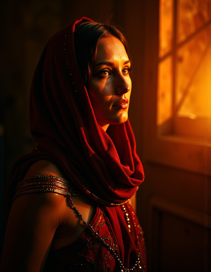a cinematic photo of a beautiful berber woman.
intricate light
