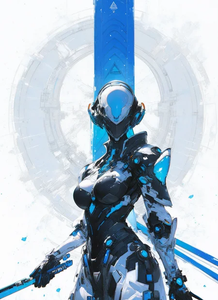 score_9, score_8_up, score_7_up, highly detailed, painting, girl, large breasts, black armor, long blue hair, looking at viewer, standing, mcnm, radiant glow, starry sky, rating_questionable, BREAK best quality, masterpiece, e621, digital_art <lora:Mechanism-pdxl-1:1.0>