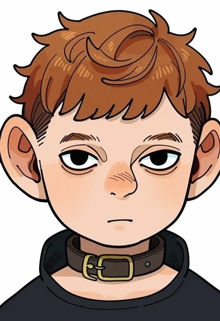 score_9_up score_8_up score_7_up, half-foot, portrait, 1boy, solo, male focus, white background, simple background, black eyes, upper body, brown hair, shirt, black shirt, collar, long sleeves, closed mouth, turtleneck, short hair, looking at viewer, male child
<lora:dungeon_meshi_races_pony7_d16:1>