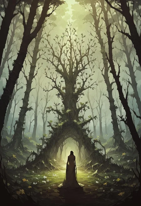 score_9, score_8_up, score_7_up, score_6_up, source_anime, masterpiece, high res, fantasy aesthetic,
BREAK,
1woman, ((mother earth)), (plants covering body), mossy, flowers, earth spirit, greenery, trees, silhouette, antlers, bark, leaves, vines,
Castlevania style, <lora:Castlevania_Style_XL:0.7>,