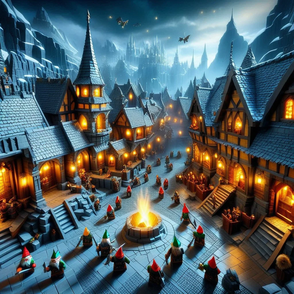 Smooth Quality, masterpiece, best quality, amazing quality, dwarves fighting elves,troglodytic city, lights, mounted wolves, humoristic,