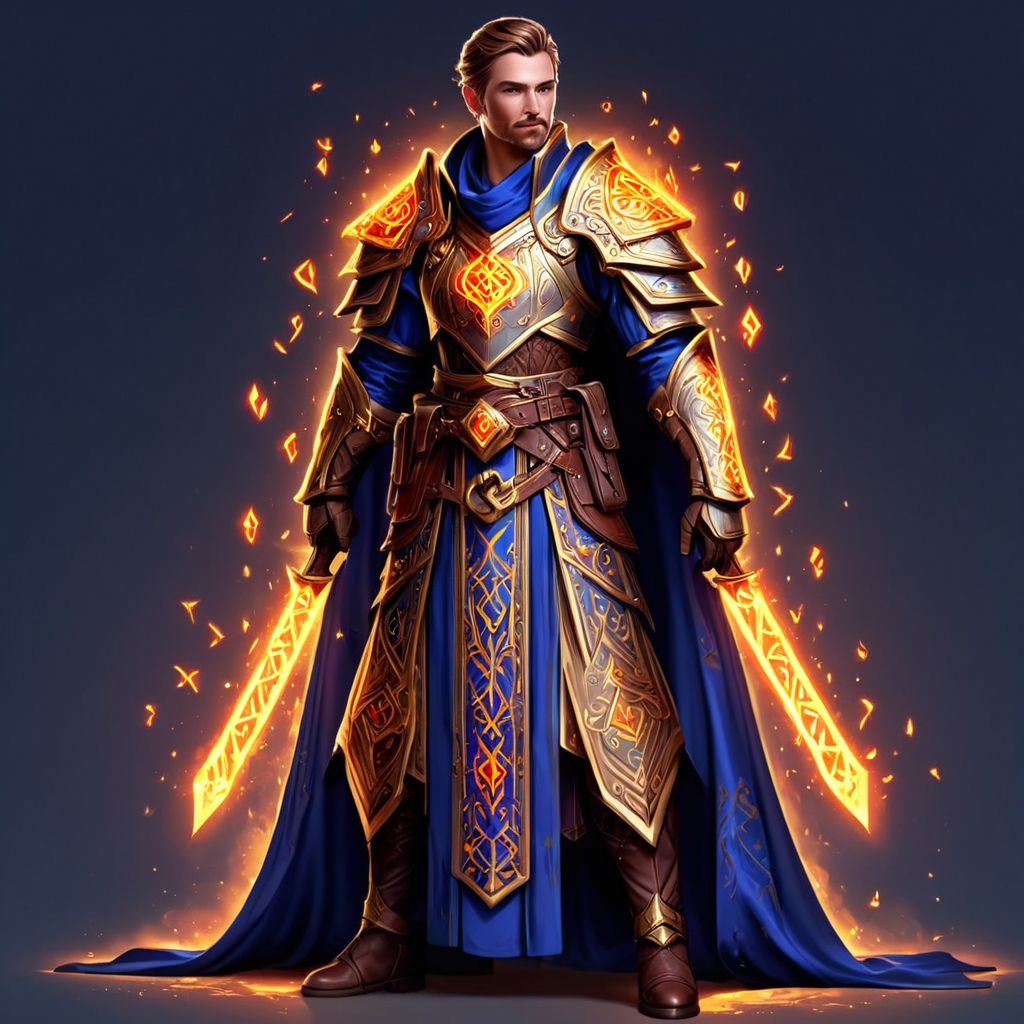 Flashfire glowing runes, full body, 1 mage wearing a royal robe, digital art, high quality, background royal court
