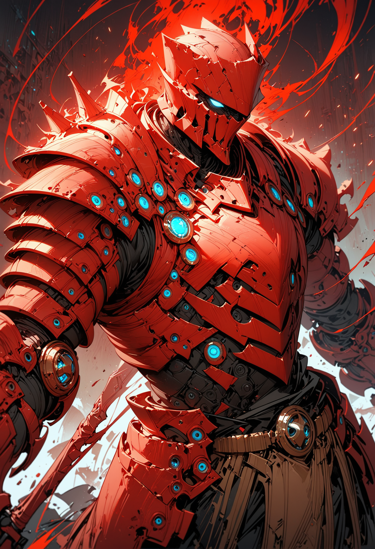 1boy, old, short hair, solo, holding spear, gauntlets, armored, red theme, perfect anatomy, approaching perfection, dynamic, highly detailed, smooth, sharp focus, art by Carne Griffiths and Wadim Kashin, trending on artstation, sharp focus, intricate details, highly detailed, by greg rutkowski, mysterious, epic, cinematic, digital art, 4k, <lora:EpicF4nta5yXL:1>