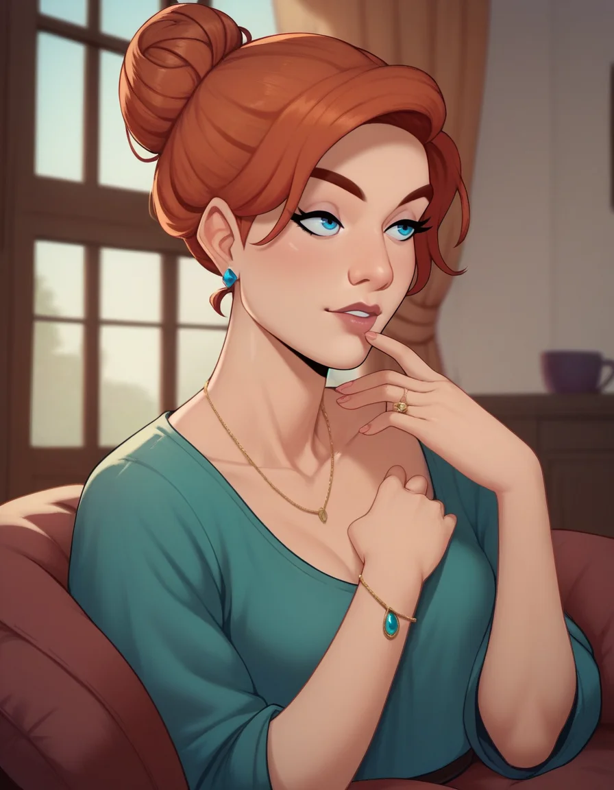 score_9, score_8_up, score_7_up, score_6_up, hi-res, 8k, Anastasiacv, 1girl, redhead, single bun hair, blue eyes, <lora:Anastasia_XL-10:1>