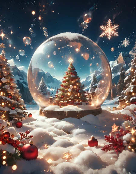 score_9, score_8_up, score_8_up, magicalchristmas, cute, (bubbles:1.2), (sparkles:1.2), floating bubbles, perfect composition, high detail, best quality, highly detailed, award-winning, professional, zPDXL3, outdoors, (snow:1), (stars:1), (snowflakes:1), (snowglobe:1.3), (dark theme, night:1.4), christmas lights, 