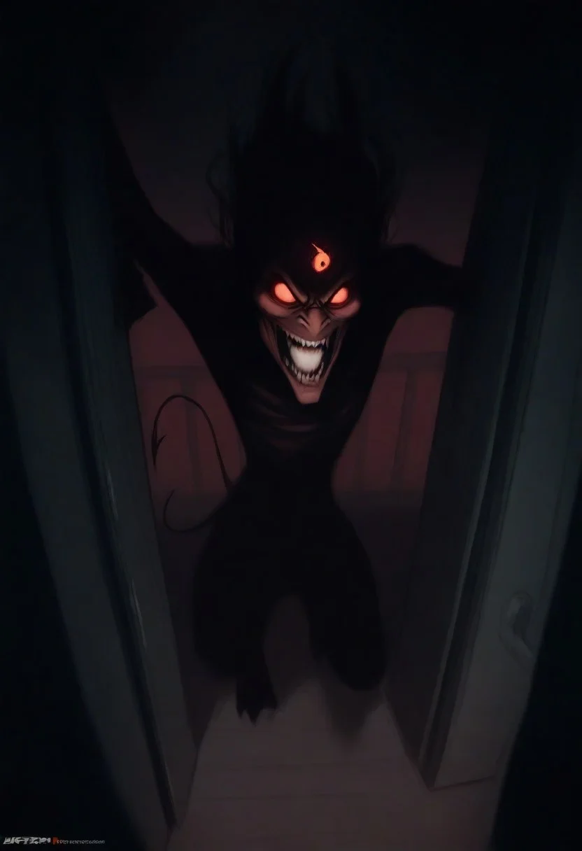 masterpiece, best quality, 1boys demon face, angry, stfu, extreme roar, darker, dark atmosphere, whisperer, creepy, inside, angry,