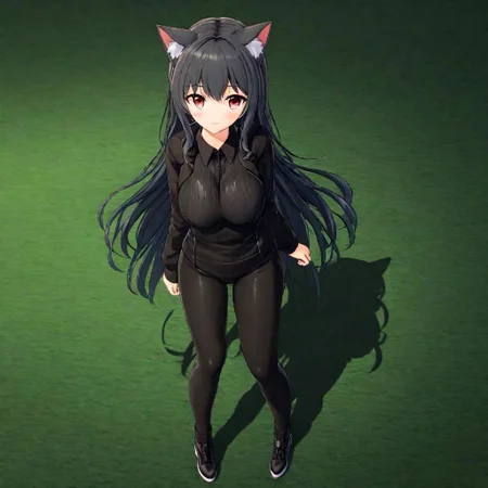 Older Futaba, Anime Art Style, High Quality, High Resolution, Sharp, High-Resolution Eyes, Full Body, High-Definition Fantasy Background, animal ear