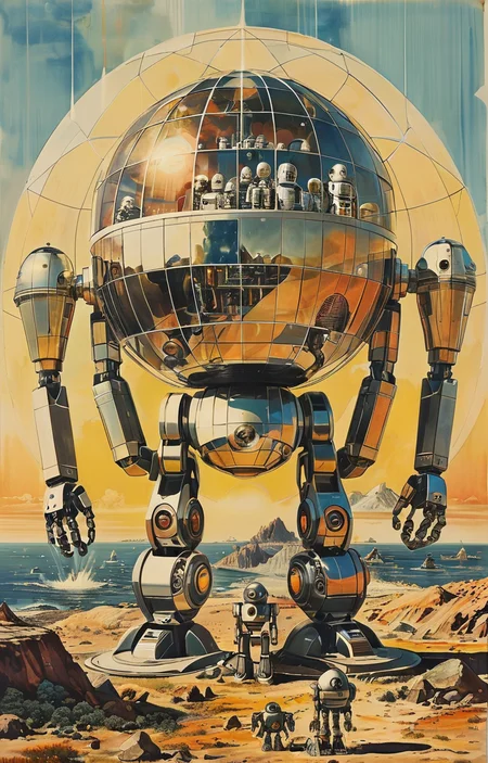 masterpiece,best quality,<lora:tbh367-sdxl:0.6>,illustration,style of Buckminster Fuller
portrait of Housework robots