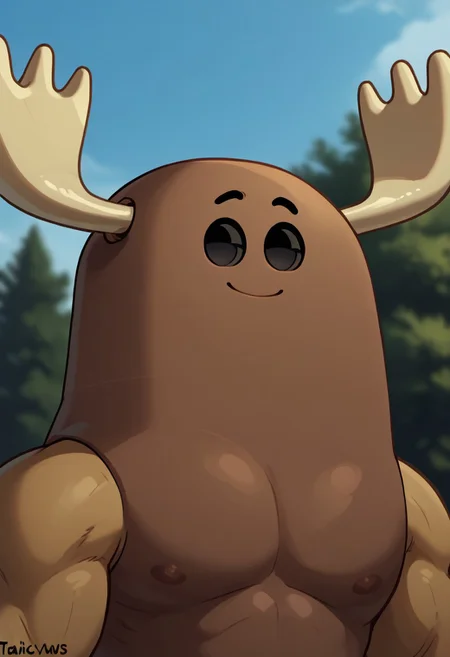 score_9_up, score_8_up, score_7_up, line art, solo, 1boy, p@trick_fitzgerald, antlers, black eyes, portrait, smile,