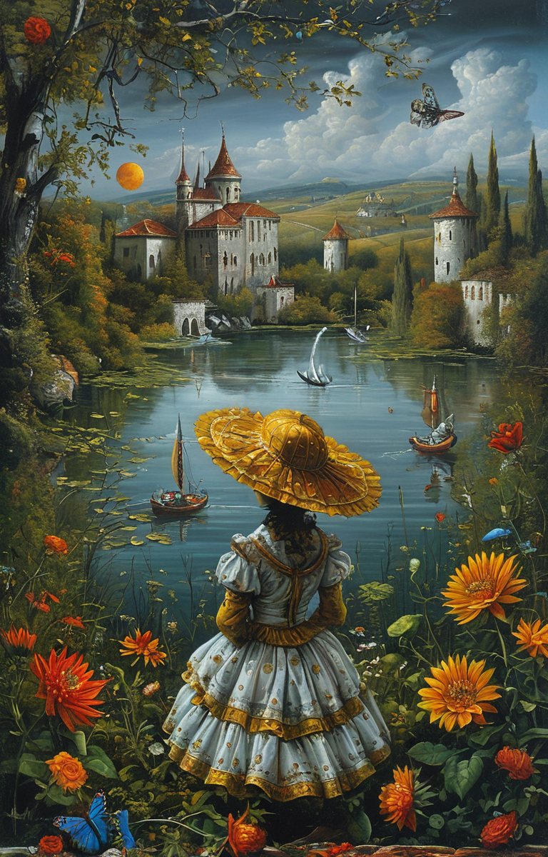 masterpiece,best quality,<lora:tbh129-sdxl:0.7>,indoor,illustration,oil painting,style of Michael Cheval,