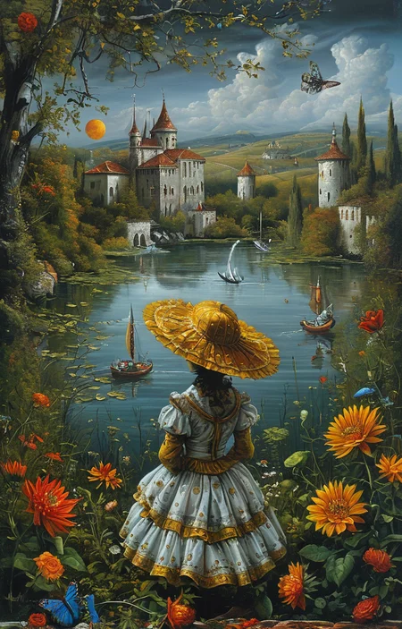masterpiece,best quality,<lora:tbh129-sdxl:0.7>,indoor,illustration,oil painting,style of Michael Cheval,