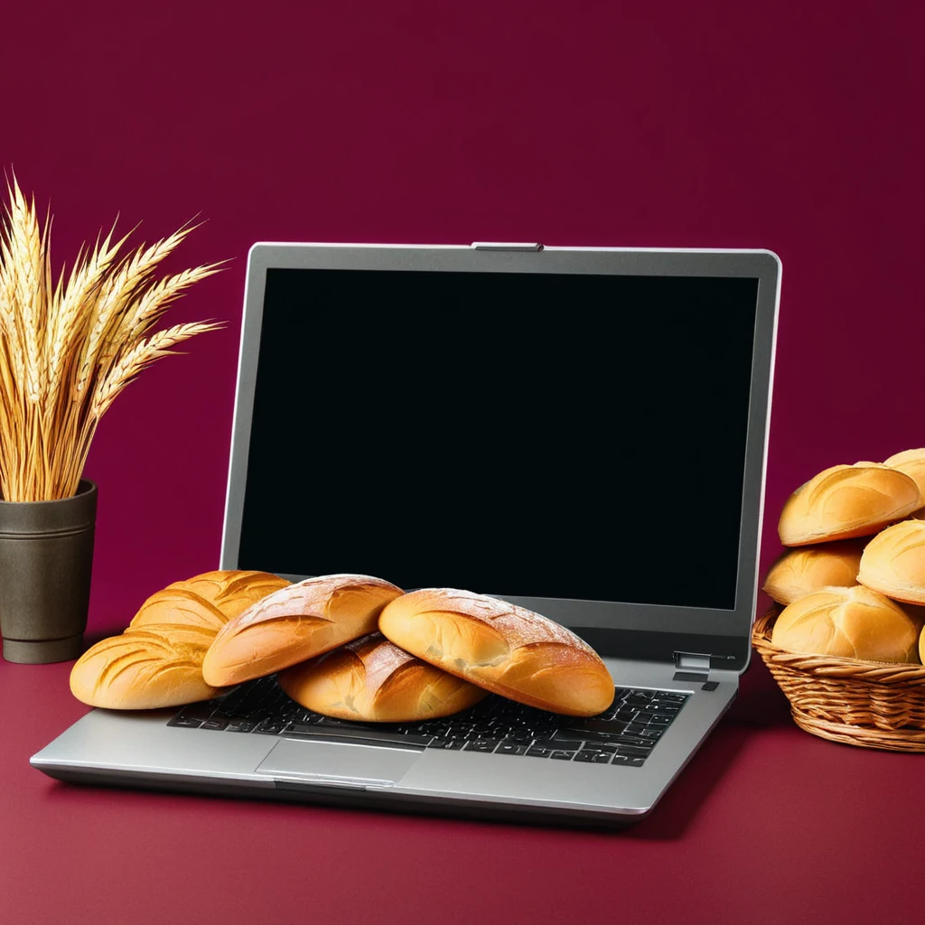 (laptop showcase) <lora:02_laptop_showcase:1.1>
Maroon background,
high quality, professional, highres, amazing, dramatic,
(Local bakery and fresh bread aroma:0.5),