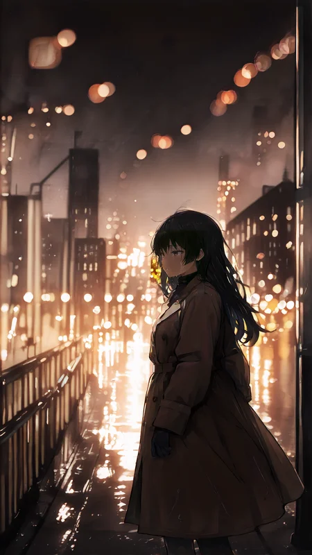 masterpiece, newest,absurdres,incredibly absurdres, best quality, amazing quality, very aesthetic, 
1girl, golden week, bookeh, black hair, upto, trench coat, leather bag, exhausted,
  <lora:re4lity:1> re4lity_sync_illu <lora:ShowMeYourLove:1> <lora:wasabi_natsume_style_r1:1> wasabi_natsume_illu,