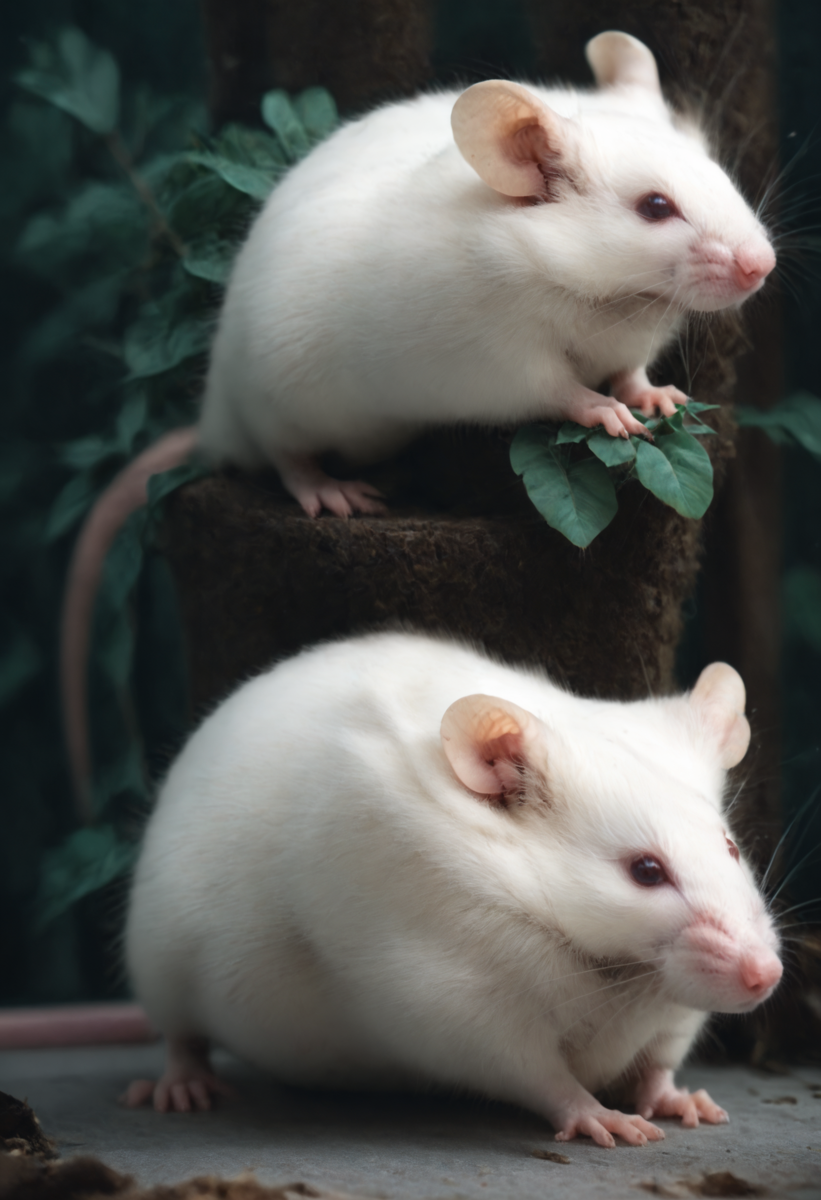 score_9,score_8_up,score_7_up,best quality,masterpiece,super detailed,extreme detailed,full_body,zPDXL,
<lora:Pony_DetailV2.0:1> BREAK forest,<lora:white mice:1>,no humans,animal,from side,white mice,standing,