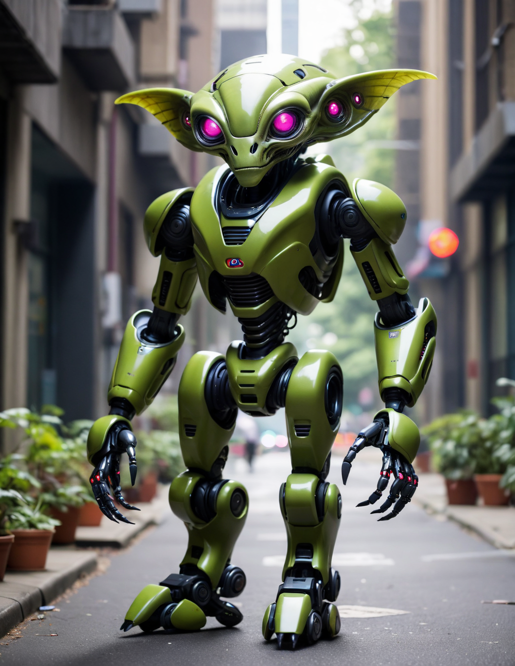 Dark khaki 3d alien robot species  <lora:alien-species:.85>