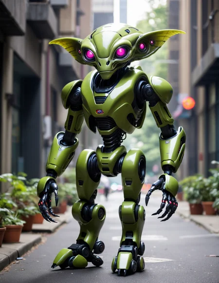 Dark khaki 3d alien robot species  <lora:alien-species:.85>