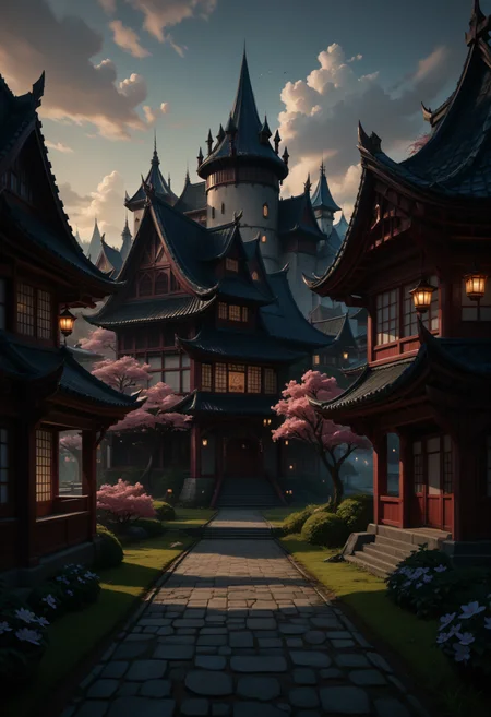 score_9, score_8_up, score_7_up, 1girl, outdoors, from behind, catwalking, lux_(league_of_legends), league_of_legends, 1girl, blonde_hair, blue_eyes, japanese town, sakura flowers, embedding:c4stl3