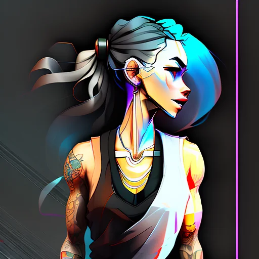 fresco full body portrait of a active, wiry, Enraged student woman, Refined, serious, with long gray hair wearing dress , digital art, trending on artstation, highly detailed, fine detail, intricate, outrun, vaporware