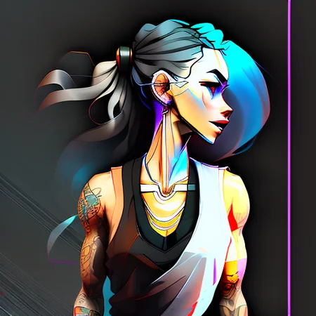 fresco full body portrait of a active, wiry, Enraged student woman, Refined, serious, with long gray hair wearing dress , digital art, trending on artstation, highly detailed, fine detail, intricate, outrun, vaporware